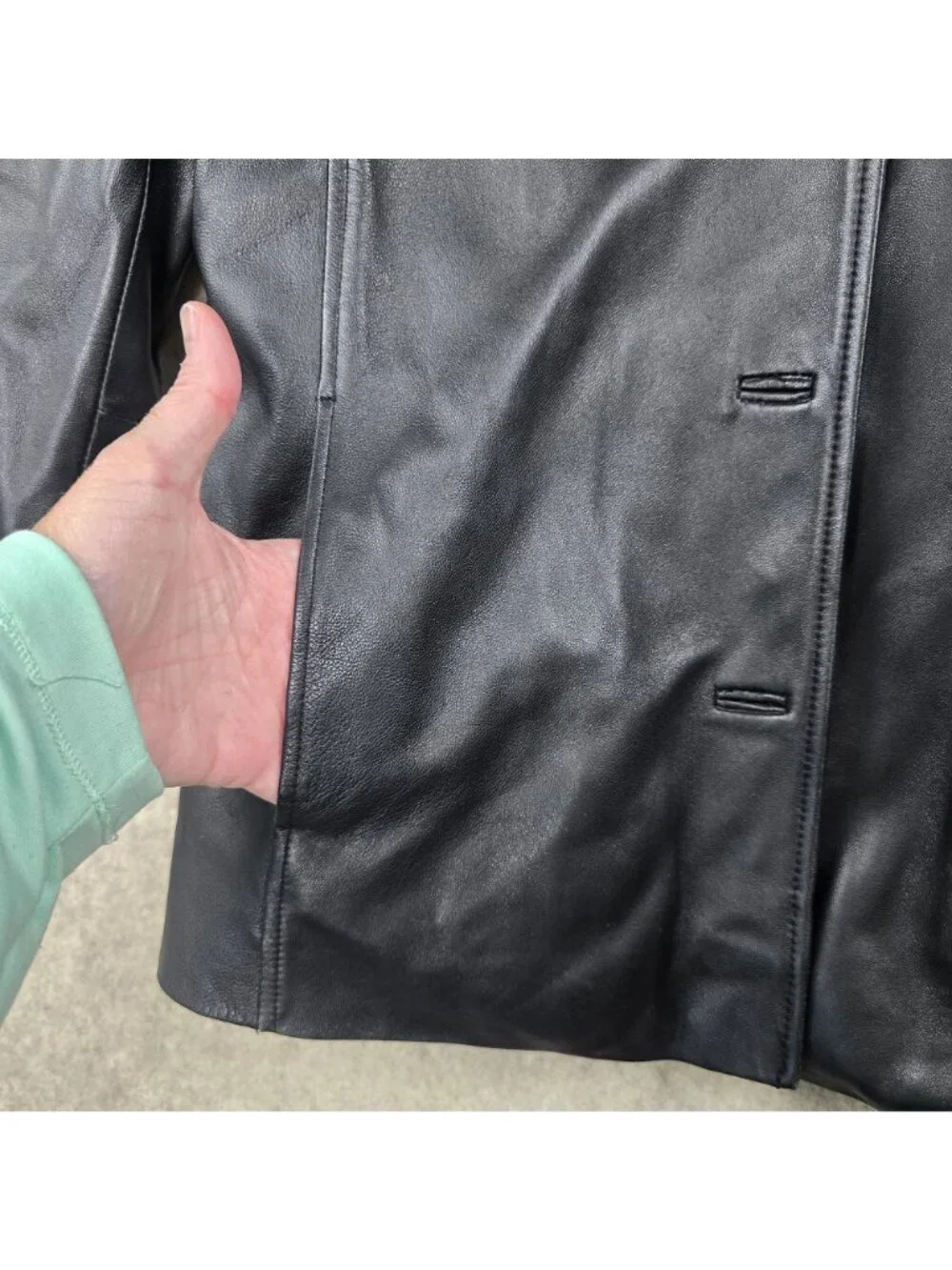 Valerie Stevens Women’s Black Genuine Lamb Leather Jacket Medium Button Front